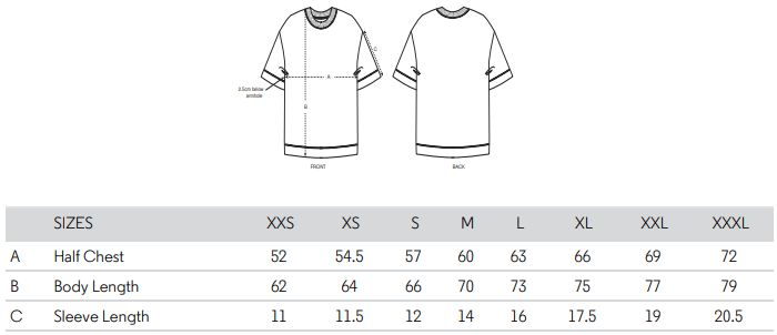 AndBloom size guide for oversized clothes