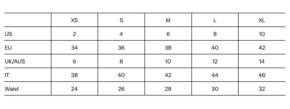 AndBloom clothing size guide