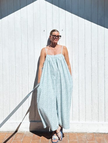 blue leaf jumpsuit